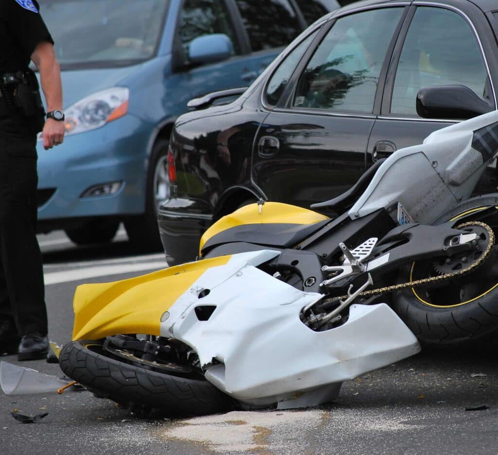 Scene of a motorcycle accident in San Antonio, TX